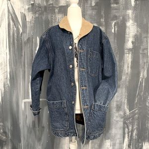 Vintage Ralph Lauren Country 80s Denim Floral Lined Barn Coat
